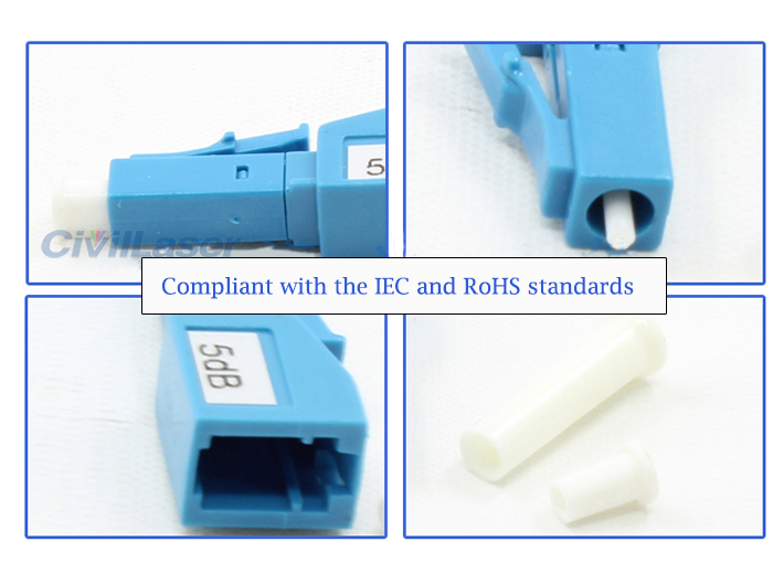 LC SM Yin And Yang Type Fiber Optic Attenuator Without Ears 5dB